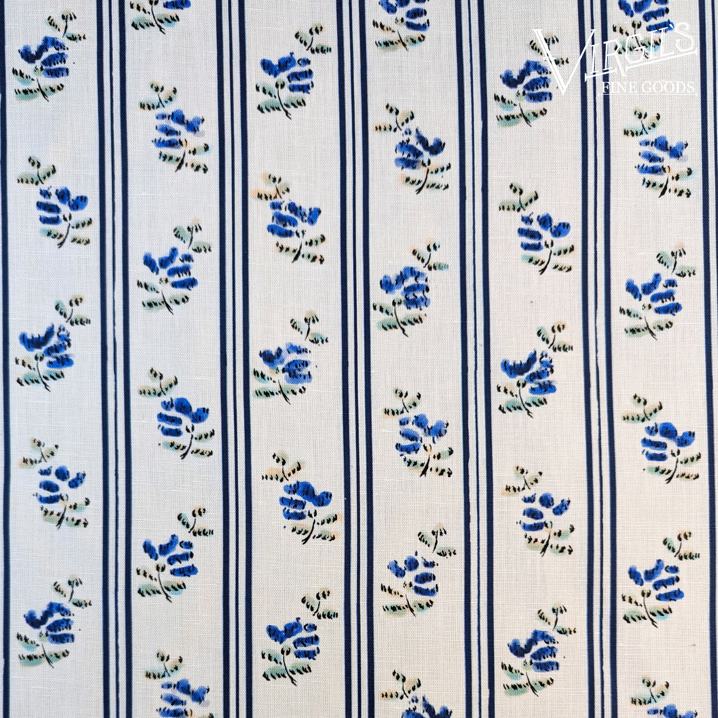 Cait's Flowers in Blue, ca1770-1780, Linen/Cotton Print