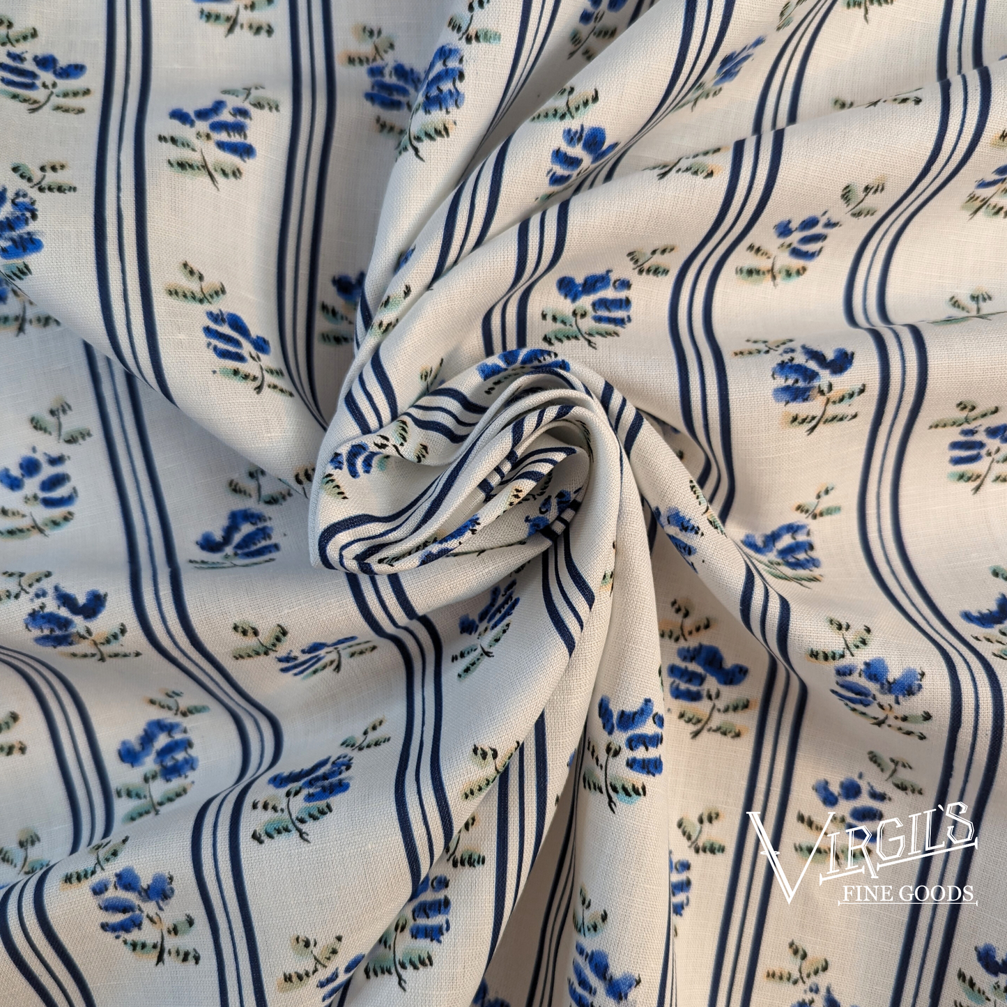 Cait's Flowers in Blue, ca1770-1780, Linen/Cotton Print