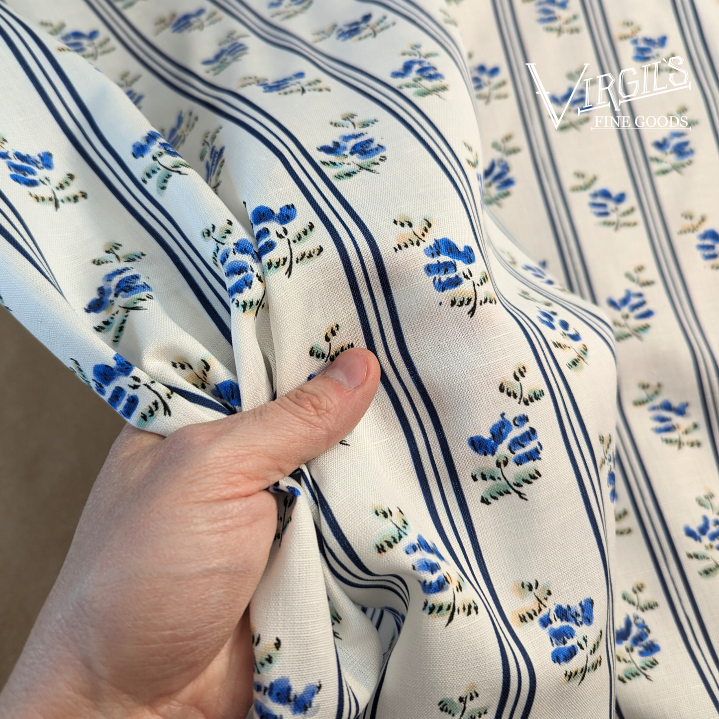 Cait's Flowers in Blue, ca1770-1780, Linen/Cotton Print