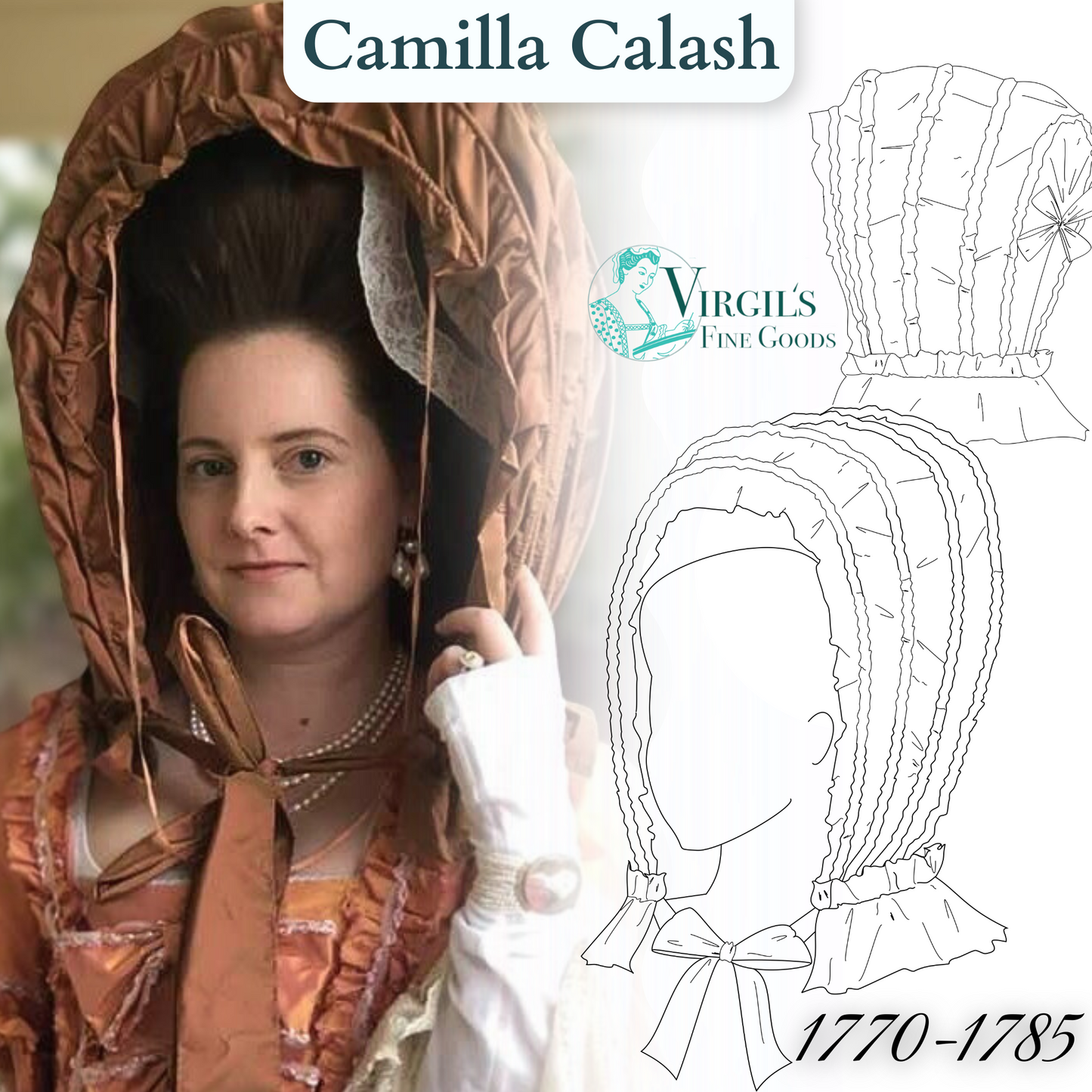 Camilla Calash Bonnet (1770-1785) Pattern || #G101