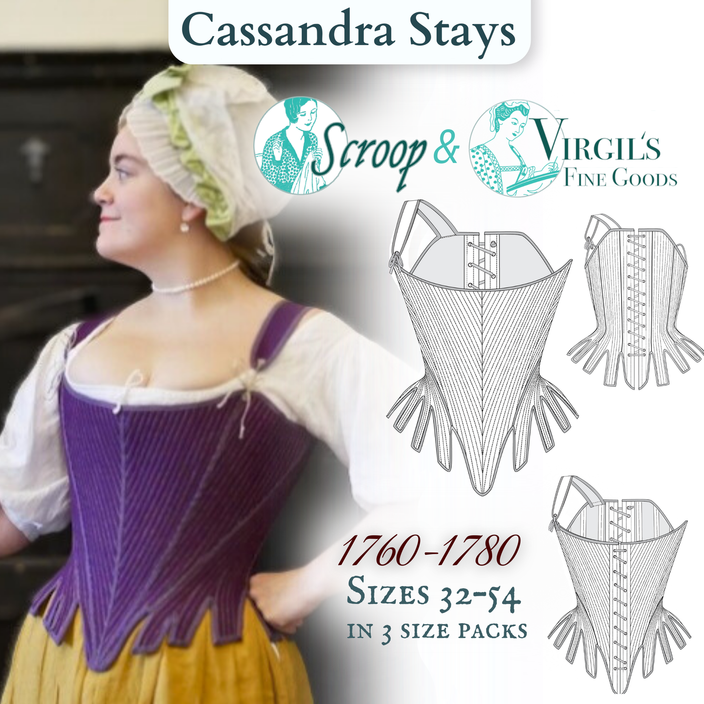 Cassandra Stays (1760-1780) Pattern || Scroop Patterns & Virgil's Fine Goods