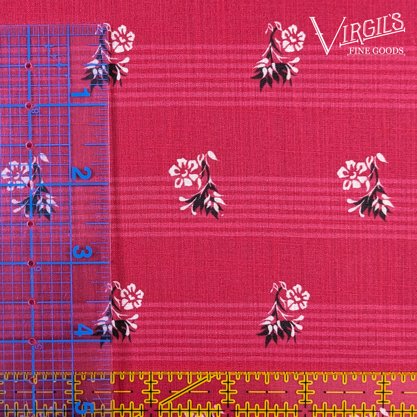 'Eliza' Sprigs in Vermillion Red || Regency Inspired Reproduction Cotton Fabric