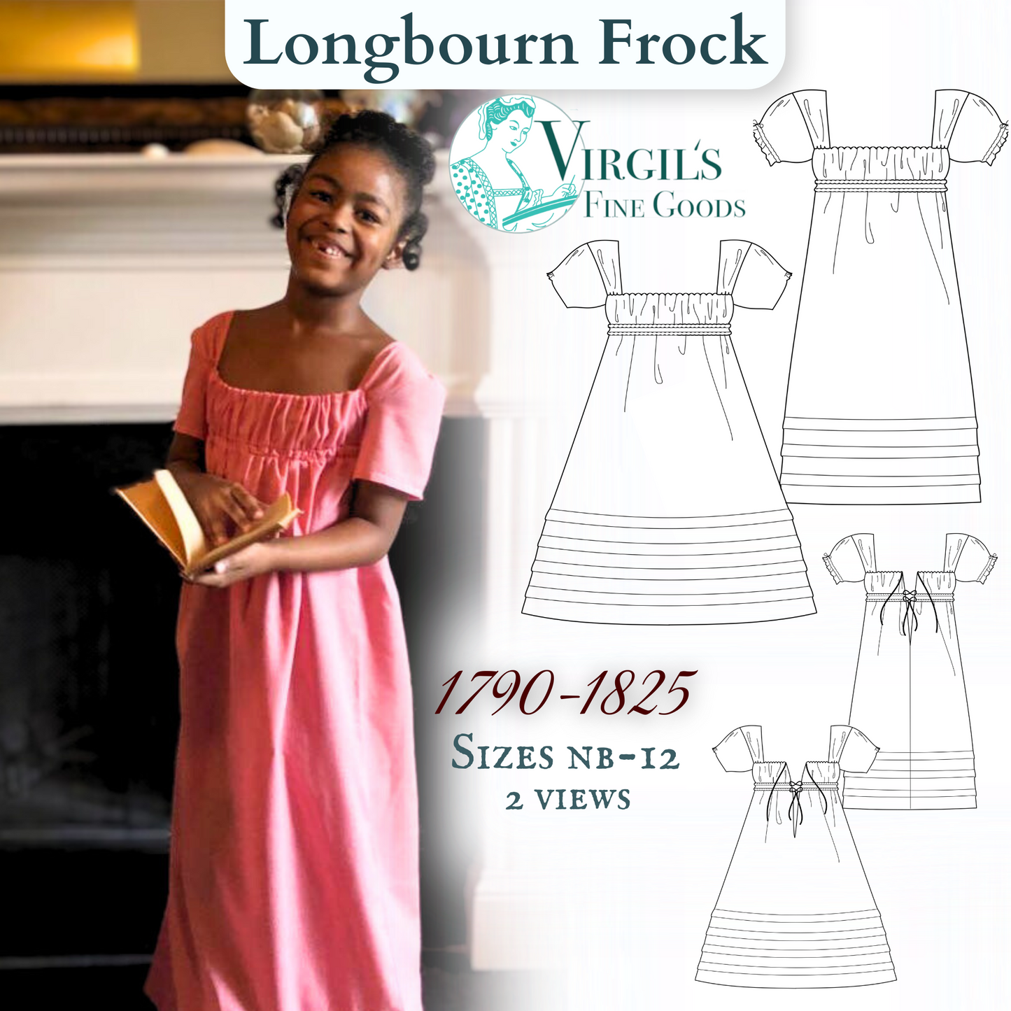 Longbourn Frock (1790-1825) Children's Pattern || #R100