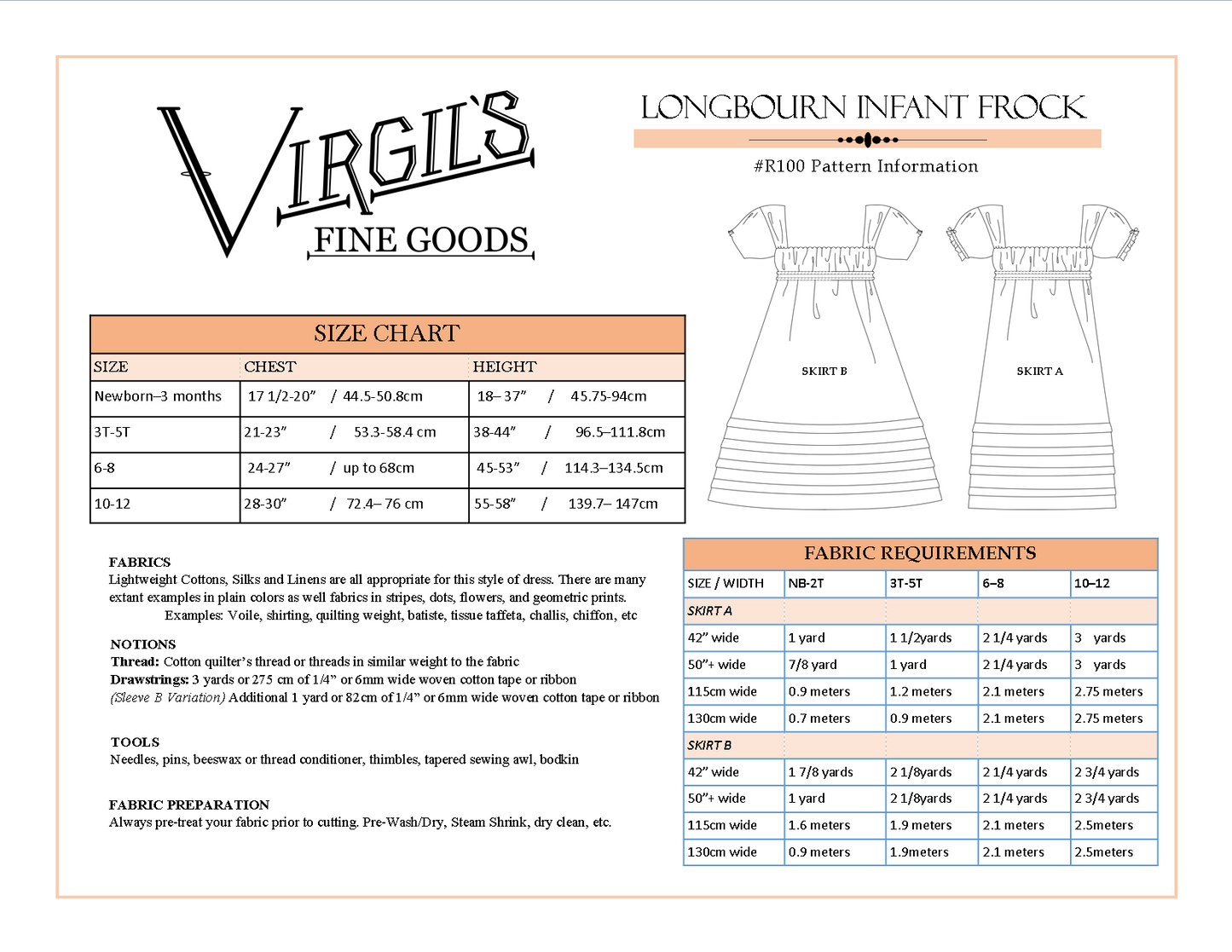 Longbourn Frock (1790-1825) Children's Pattern || #R100
