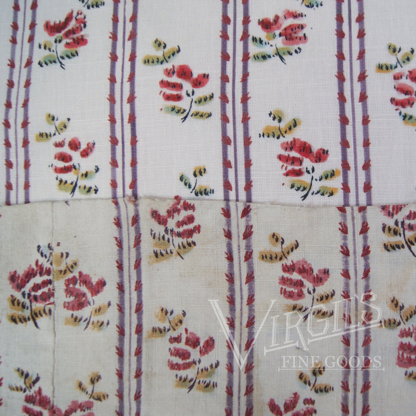 Cait's Flowers (ca1770-1780) Linen/Cotton Fabric