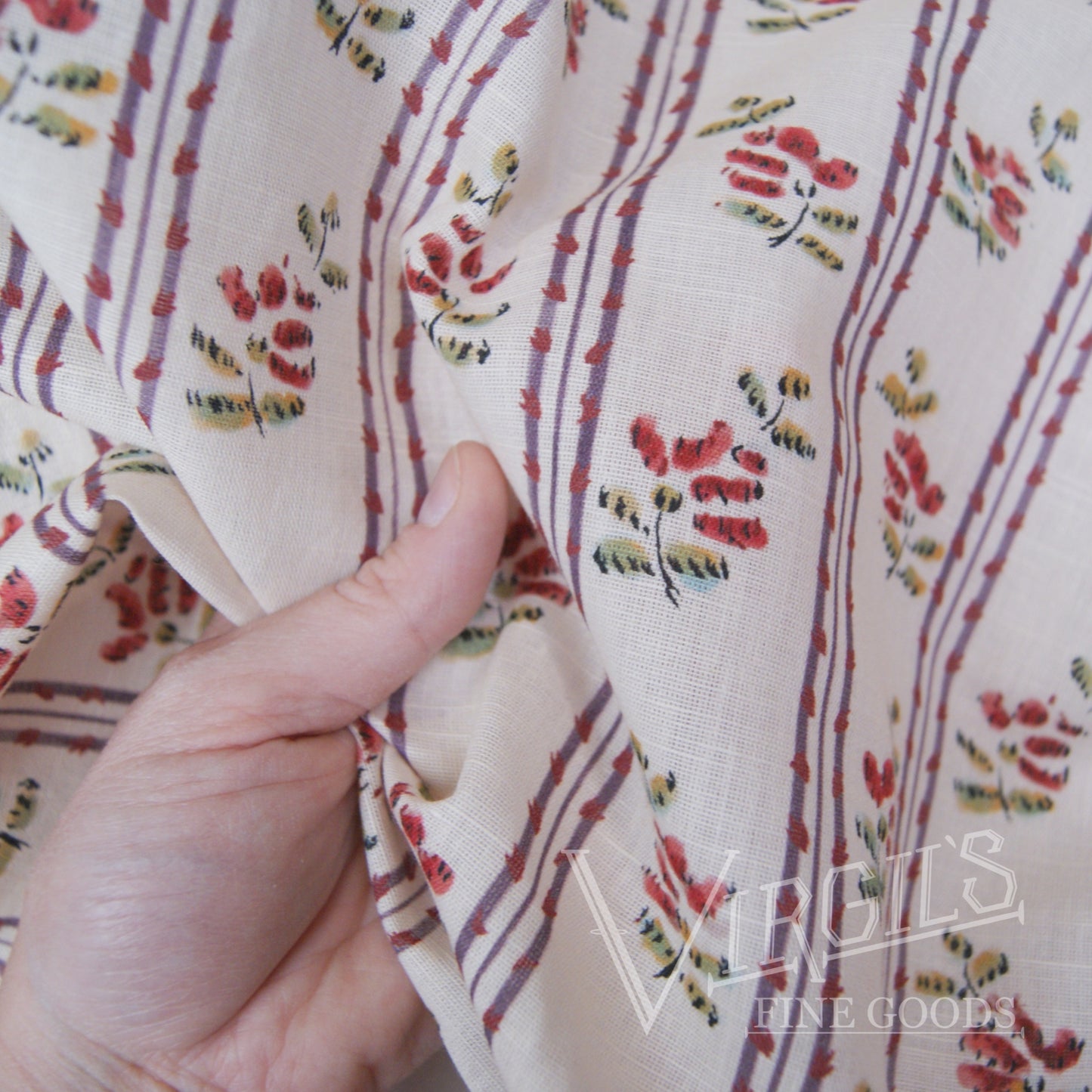 Cait's Flowers (ca1770-1780) Linen/Cotton Fabric