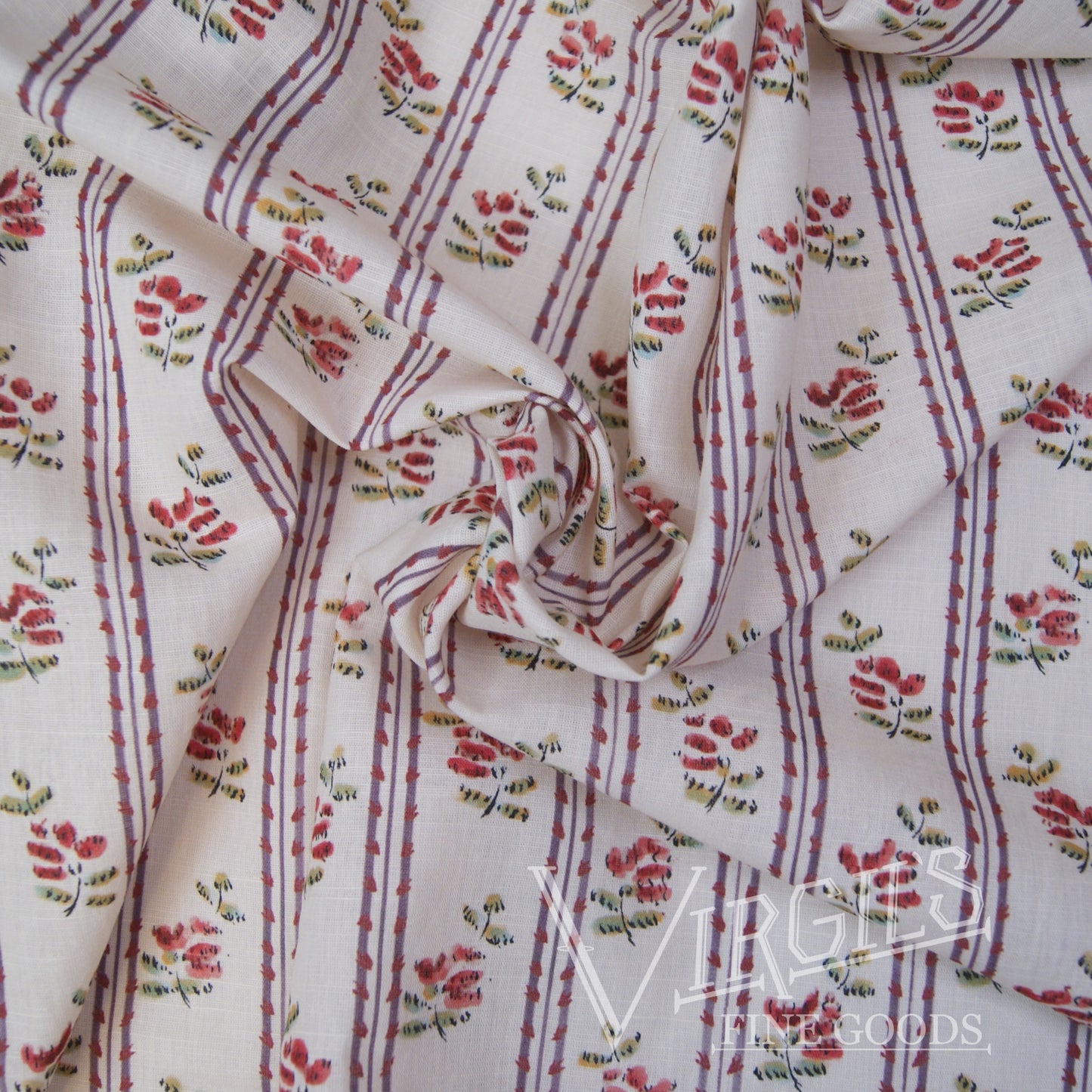 Cait's Flowers (ca1770-1780) Linen/Cotton Fabric