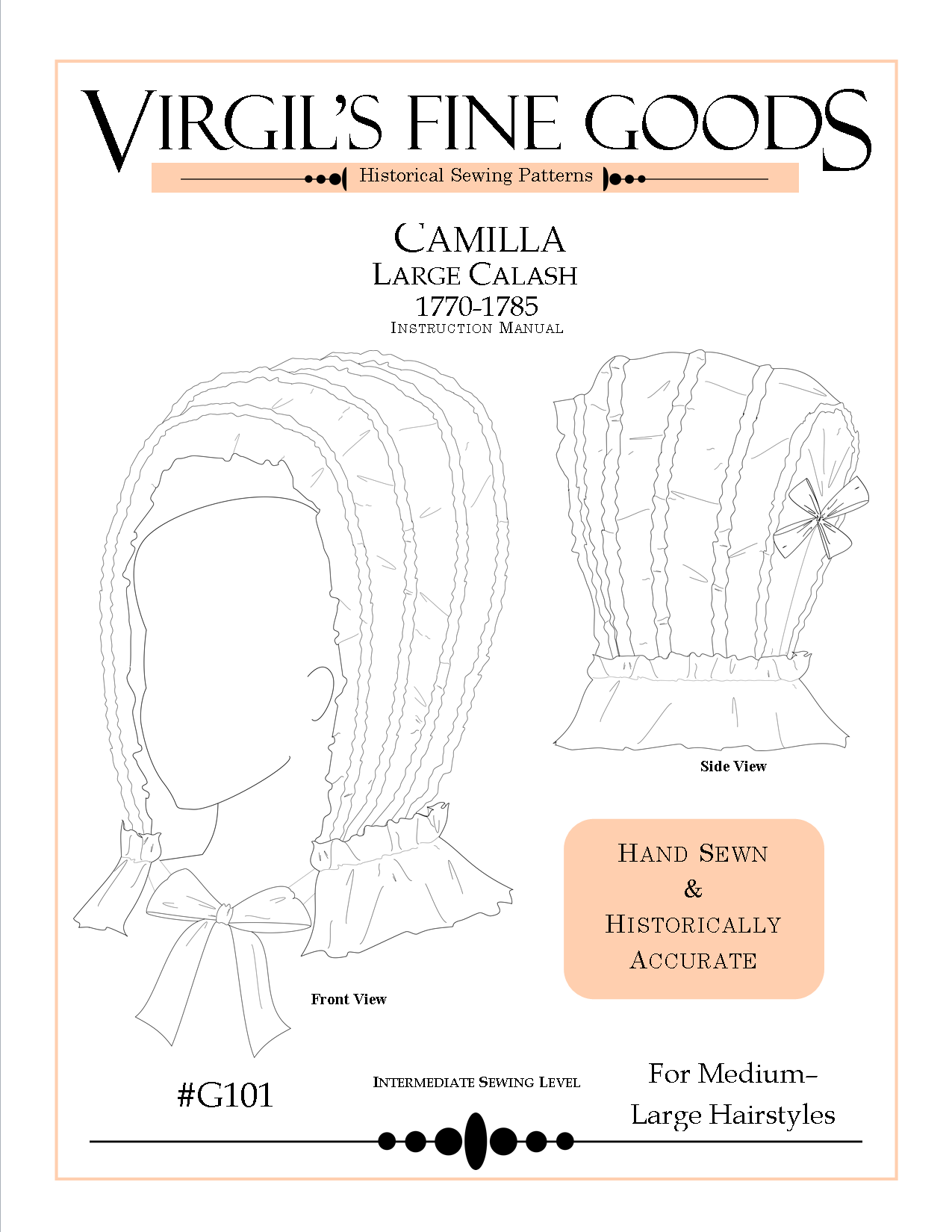 Camilla Calash Bonnet (1770-1785) Pattern || #G101
