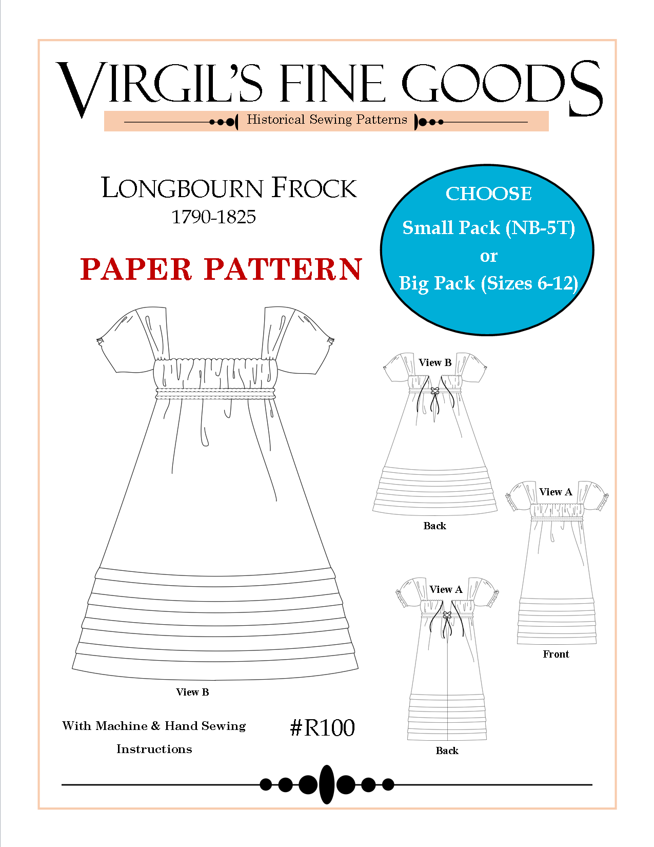 Longbourn Frock (1790-1825) Children's Pattern || #R100