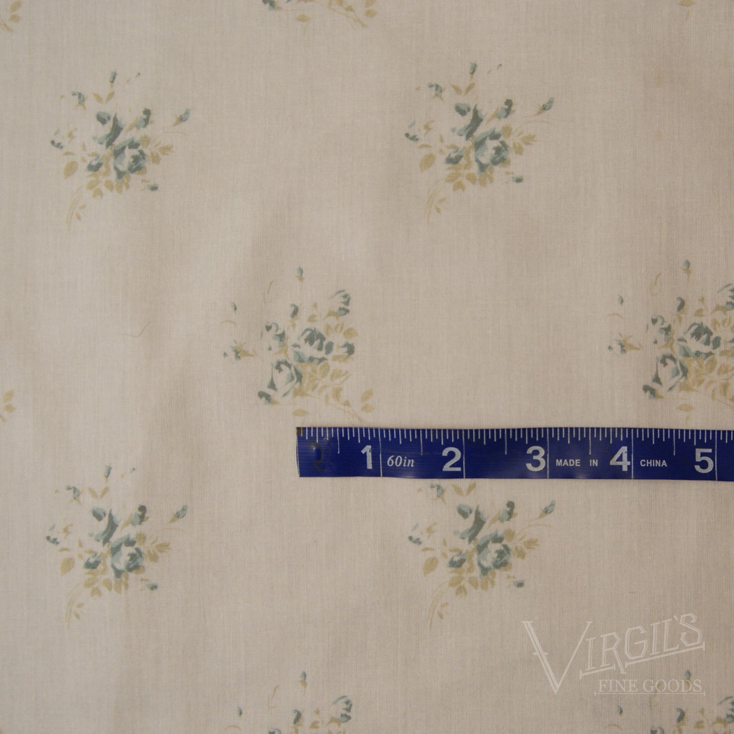 Diana Roses in Dusty Blue (ca1900-1915) Direct Reproduction Cotton/Silk Voile Fabric