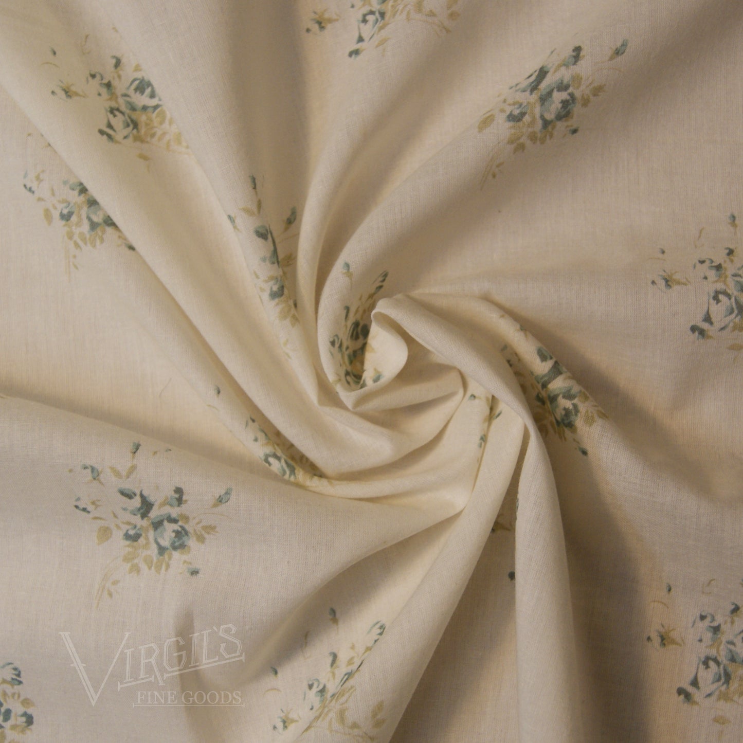 Diana Roses in Dusty Blue (ca1900-1915) Direct Reproduction Cotton/Silk Voile Fabric