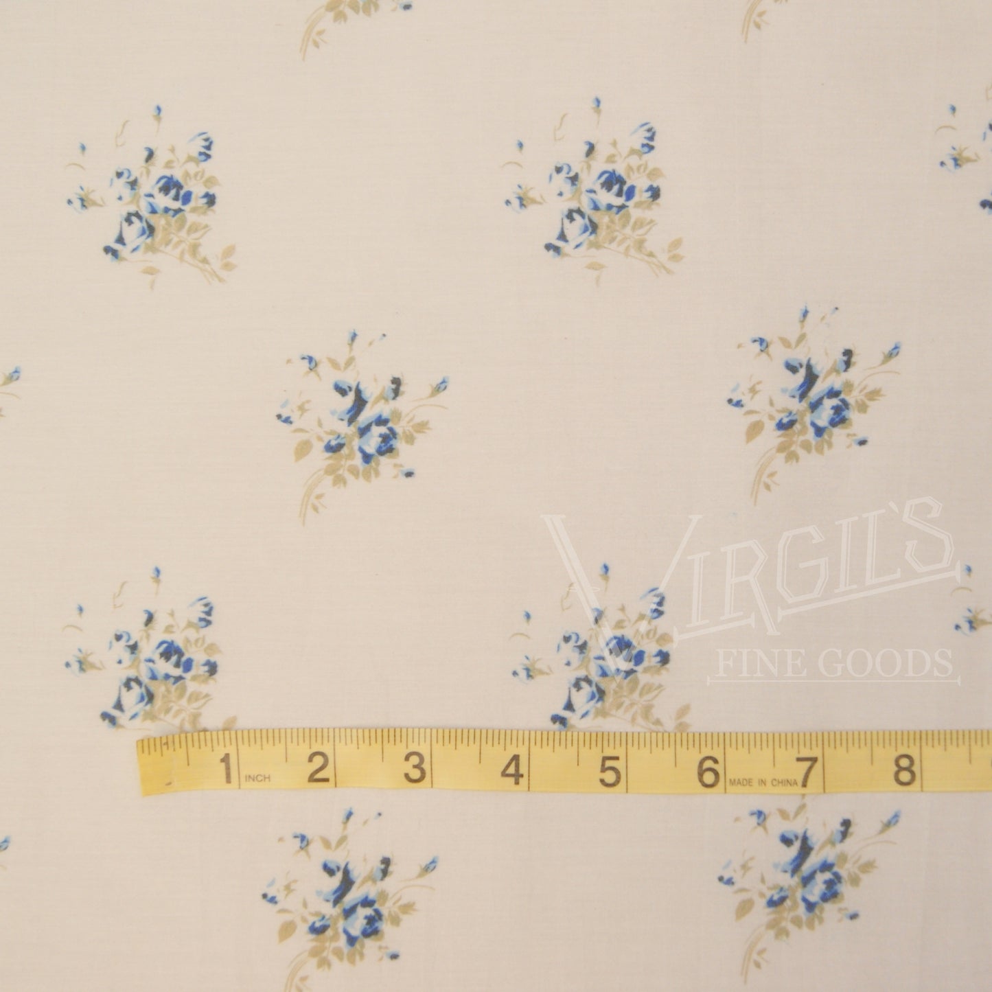 Diana Roses in Cobalt (ca1900-1915) Direct Reproduction Cotton/Silk Voile Fabric