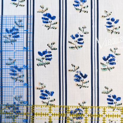 Cait's Flowers in Blue, ca1770-1780, Linen/Cotton Print