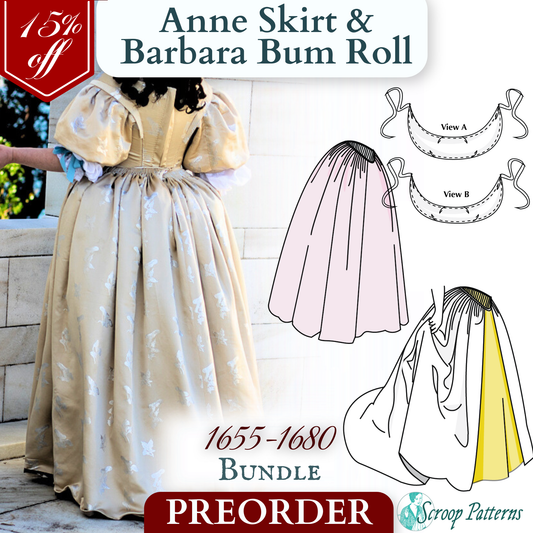 Anne Skirt & Barbara Bum Roll (1655-1680) Pattern Bundle|| #2503 & 2504
