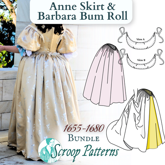 Anne Skirt & Barbara Bum Roll (1655-1680) Pattern Bundle|| #2503 & 2504
