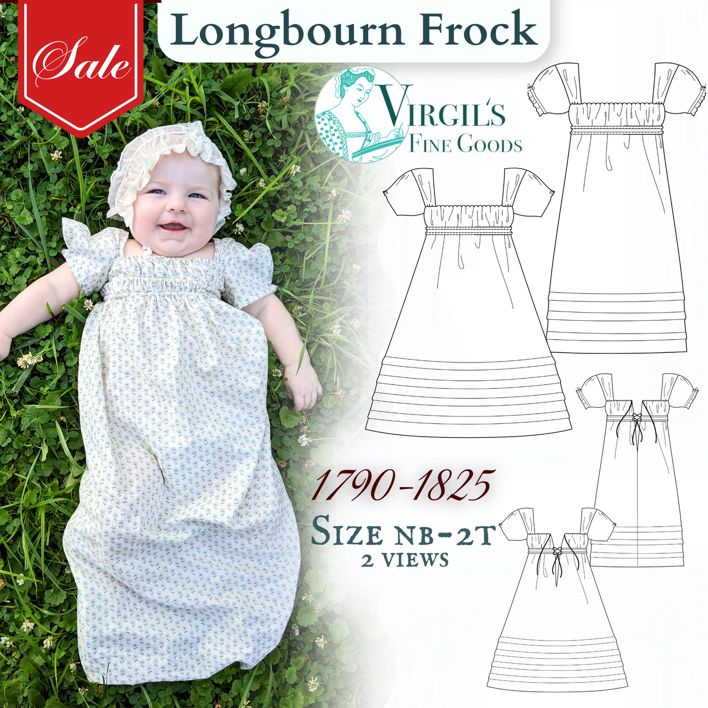 DISCONTINUED Longbourn Frock (1790-1820) Children's Pattern || #R100
