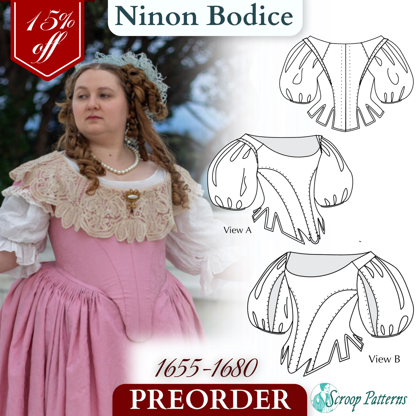 Ninon Bodice (1655-1680) Pattern  || #2505