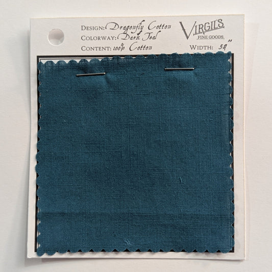 "Dragonfly" Dark Teal Cotton Cambric || Lightweight Shirting