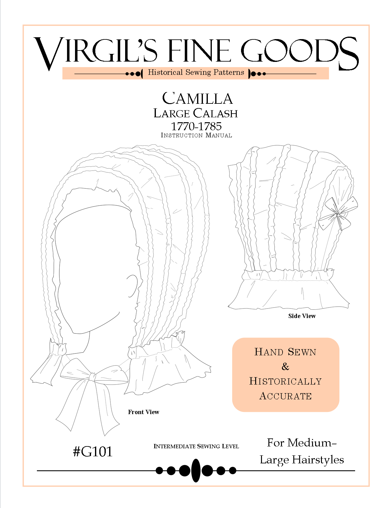 Camilla Calash Bonnet (1770-1785) Pattern  || #G101