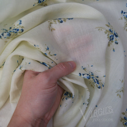 Diana Roses in Cobalt (ca1900-1915) Direct Reproduction Cotton/Silk Voile Fabric