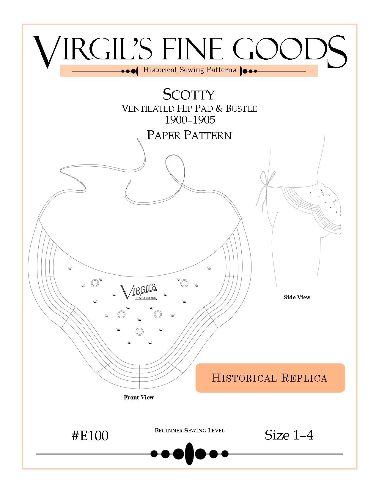 Scotty Ventilated Hip and Bustle Pad (1898-1910) Pattern || #E100