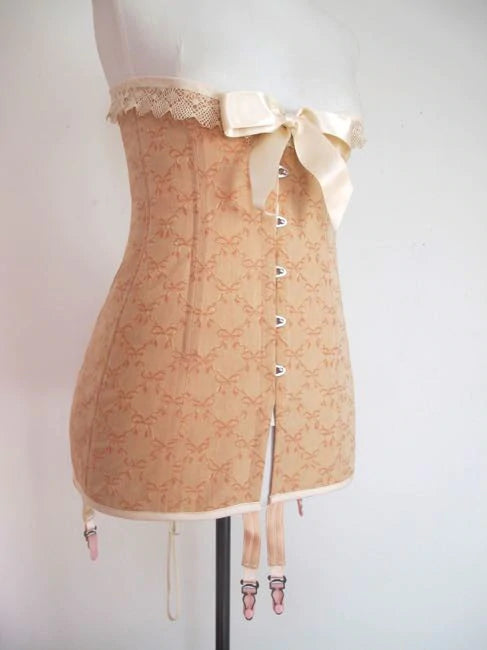 Vintage 30s Boned Girdle Skirt Corset Vintage Shape Wear Embroidered V